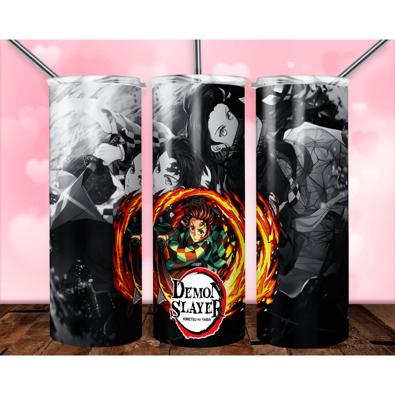 Demon Slayer 20oz Skinny Tumbler Wrap PNG Digital Download 0