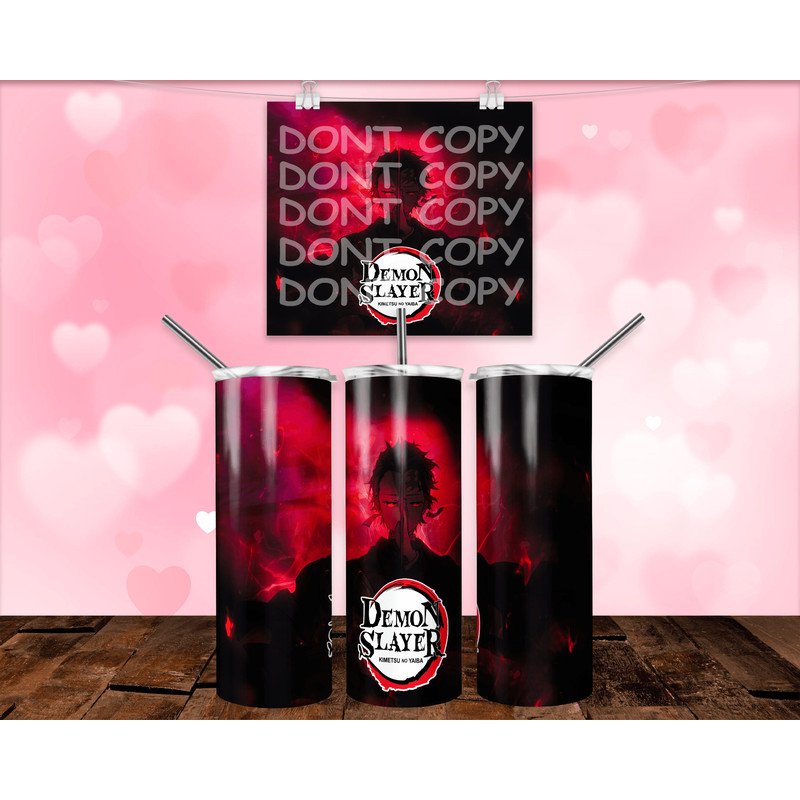 Demon Slayer 2 20oz Skinny Tumbler Wrap PNG Digital Download 1