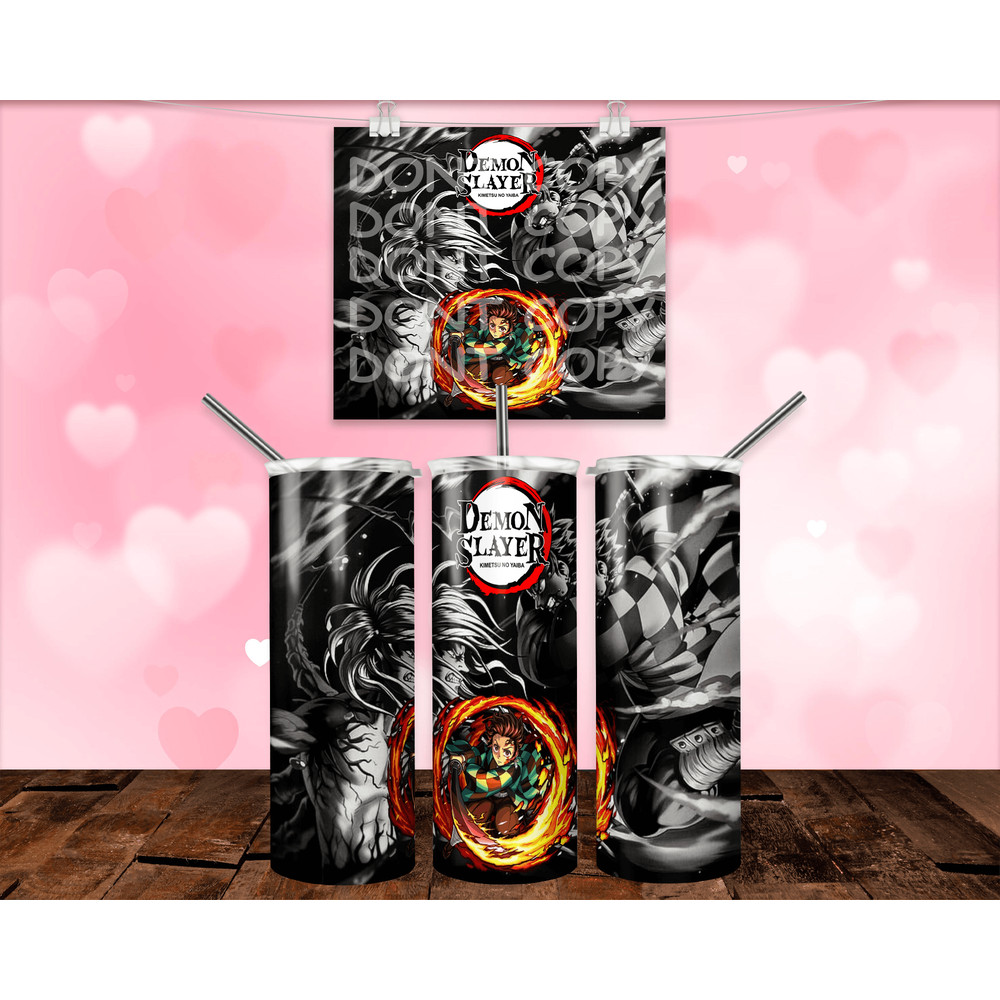 Demon Slayer 4 20oz Skinny Tumbler Wrap PNG Digital Download 1