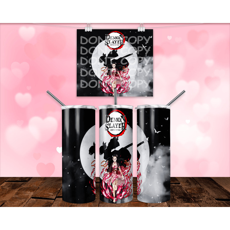 Demon Slayer 5 20oz Skinny Tumbler Wrap PNG Digital Download 1