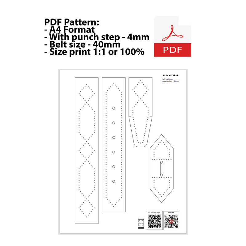 PDF Pattern Leather Belt 40mm 4