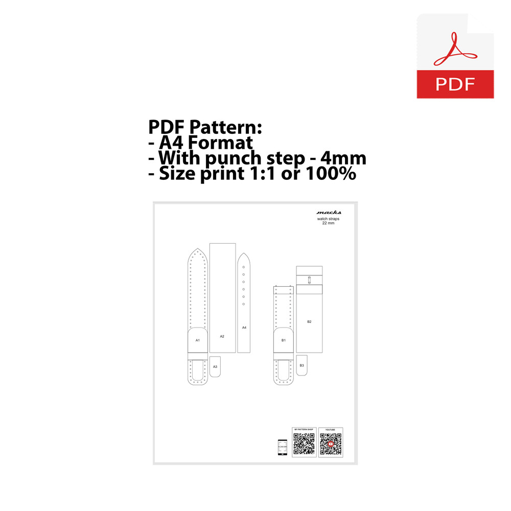 Leather Strap 22mm PDF Pattern 1