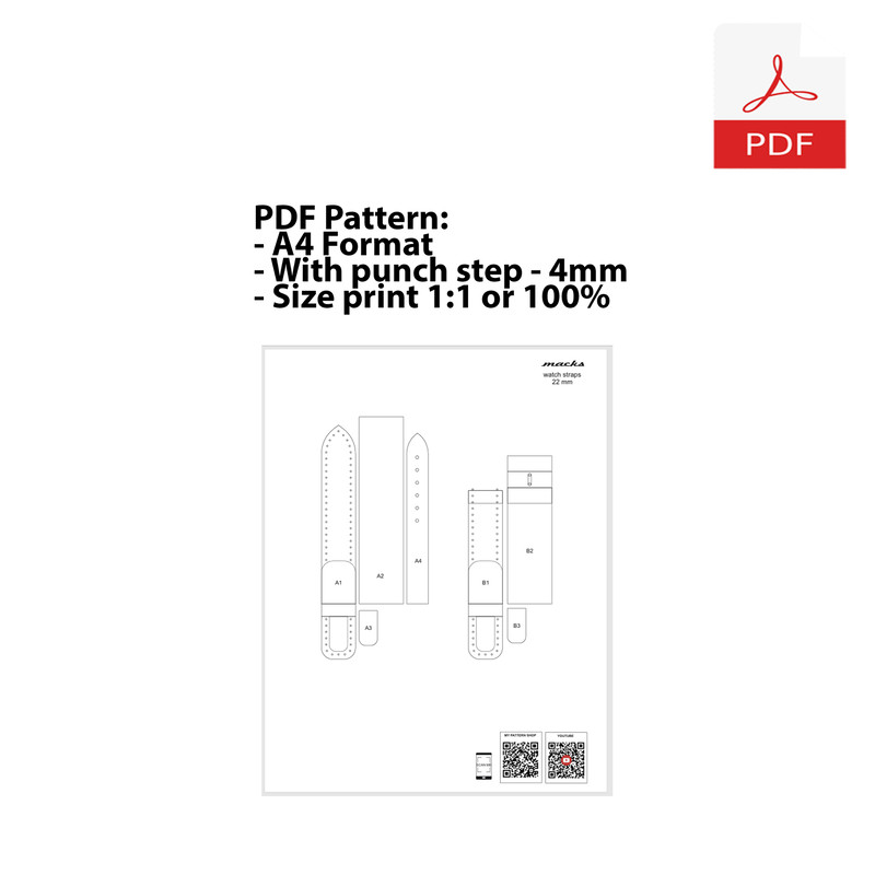 Leather Strap 22mm PDF Pattern 1