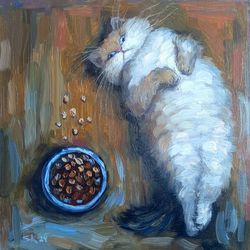 Cat oil painting Funny cat wall art Animal painting