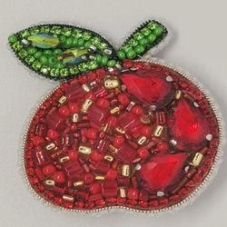 beaded brooch "red apple" handmade