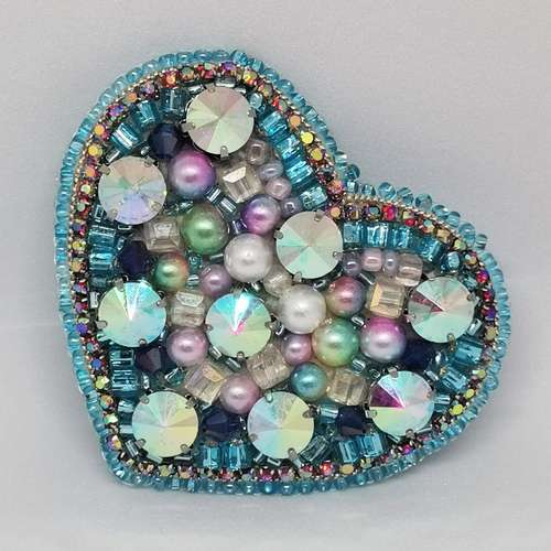 Beaded brooch "Ice heart" handmade