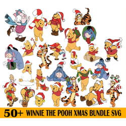 50 winnie the pooh bundle svg, merry christmas svg, christmas vibes svg, farmhouse christmas svg, digital download