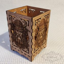 Wooden Odin Viking Style Tea Light Candle Holder Laser Cut Home Decor