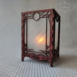 Wooden Art Nouveau Style Tea Candle Holder Laser Cut Home Decor 2