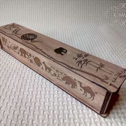 Wooden African Nature Style Incense Stick Burner Box Laser Cut Home Decor