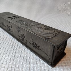 Wooden Japan Geisha Incense Stick Burner Box Laser Cut Home Decor