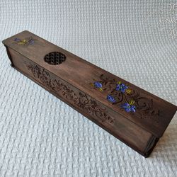 Wooden Flowers Incense Stick Burner Box Laser Cut Home Decor