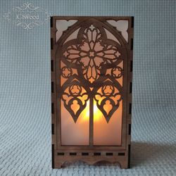 Wooden Gothic Architecture Style Tea Candle Holder Laser Cut Home Decor 2