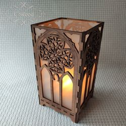 Wooden Gothic Architecture Style Tea Candle Holder Laser Cut Home Decor