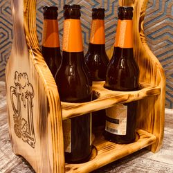 a handmade wooden crate (box) for beer.