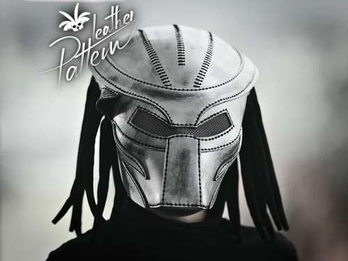 Pattern of a leather Predator mask with a pattern and assembly video MK
