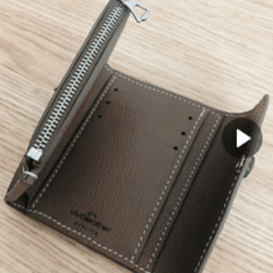 Pattern of leather wallet with trifold flap and coin holder with zipper