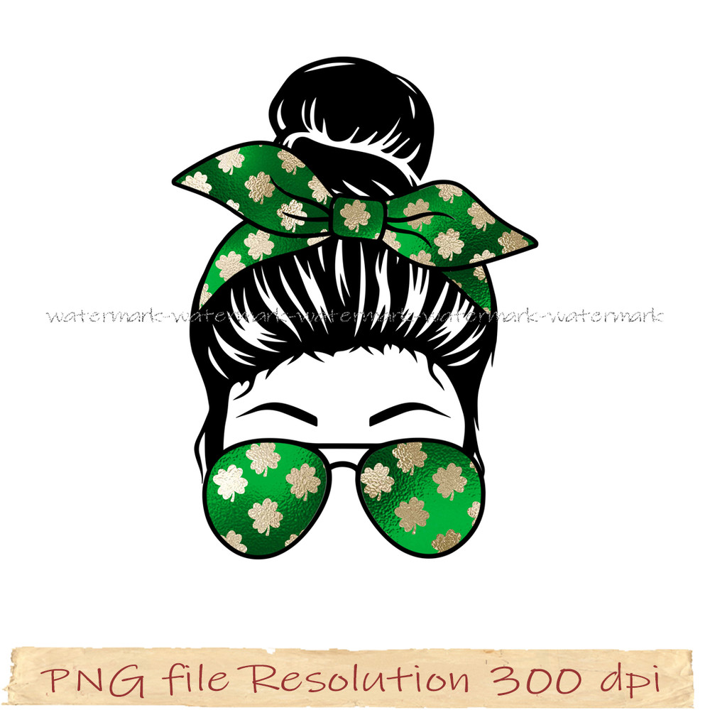 St.Patricks Day messy bun sublimation.jpg