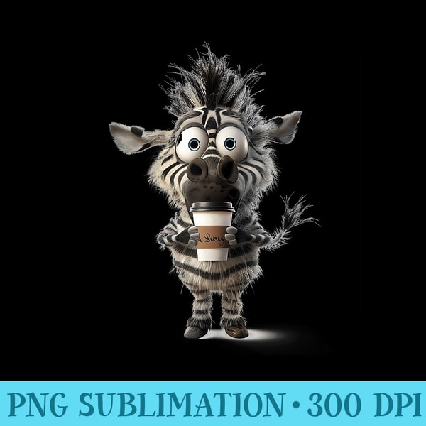 Funny Cute Zebra Drink Coffee For Zebra Lover - Sublimation artwork PNG download - Spice Up Your Sublimation Projects