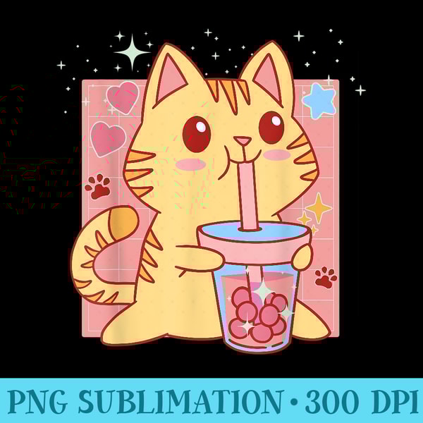 Cat Boba Tea Bubble Tea Kawaii Anime Japanese Neko Girl n - PNG Download Source - Boost Your Success with this Inspirational PNG Download