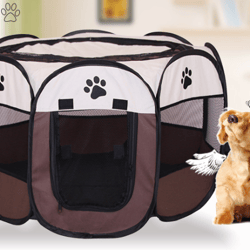 Foldable Octagonal Pet Fence | Waterproof 600D Oxford Cloth | Cat & Dog Cage
