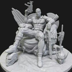 Deadpool Sitting on Throne 3D Model STL Avengers Fan Art