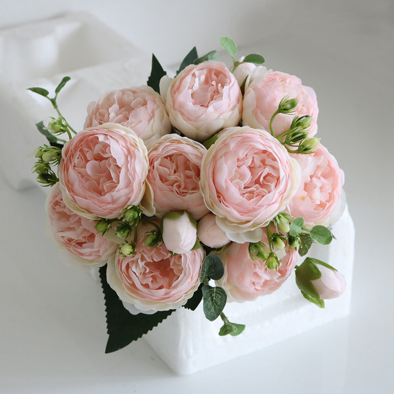 Artificial Roses Silk Peony Bouquet Home Decoration Accessories Wedding Party Flowers Scrapbook Cra 2