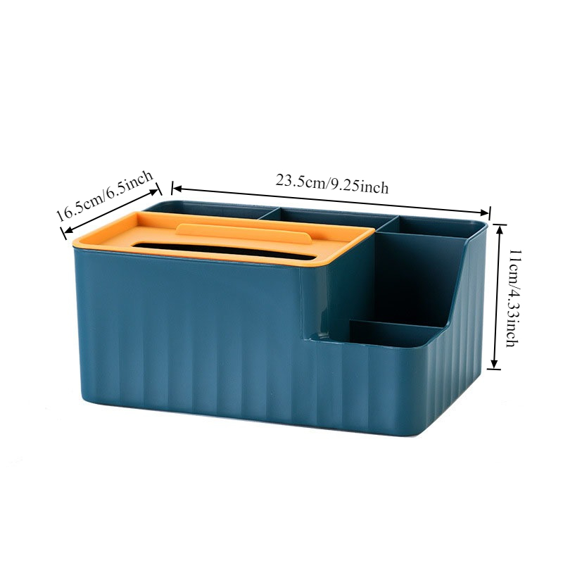 Multi functional Tissue Box with Remote Holder, Desk Organiser for Living Room, Kitchen, Office Plastic Storage