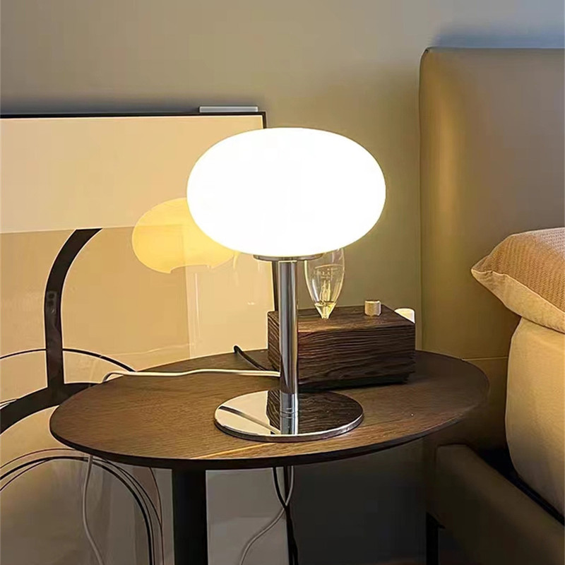 Lollipop Table Lamp, Medieval Cream Glass Lamp, Retro Standing Lamp, Simple Atmosphere Decor for Living Room, Bedroom