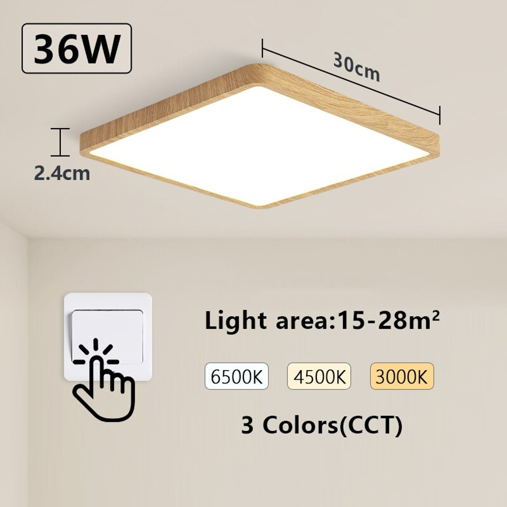 Smart Ceiling Lamp Wood Grain Square Design Alexa And Google Home Voice Control Modern LED Ceiling 7