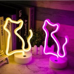 cat neon light sign, usb and battery powered, animal figure lamp for room decor