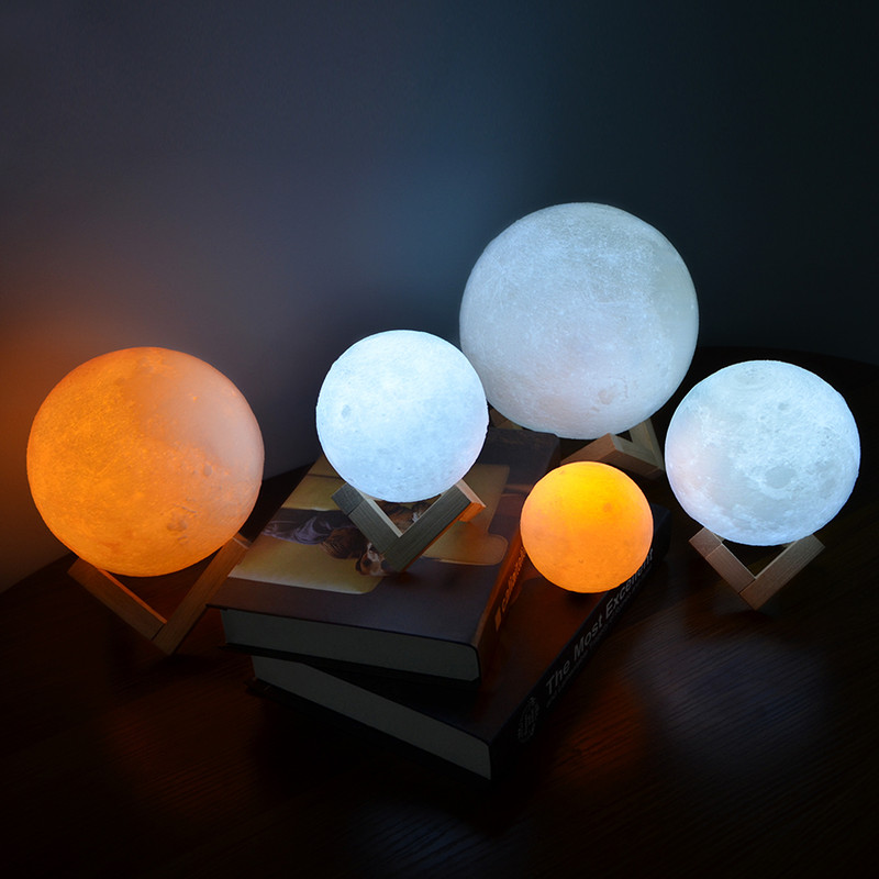 Printed Star Moon Light, Rechargeable Touch Night Lamp, Colorful USB LED Light, Creative Home Decor Gift