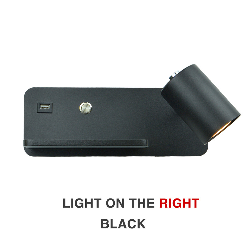 LED Wall Sconce, with USB and Wireless Charging, Modern Indoor Wall Lamp for Bedroom, Bed side Lighting