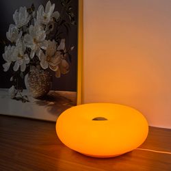modern donut table lamp, usb plug bedside lamp, for bedroom, living room, and dining room decoration, warm white ambient