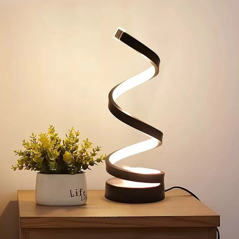 Modern Spiral Table Lamp, Dimmable LED Night Light for Bedside, Desk, Office, and Living Room Decor
