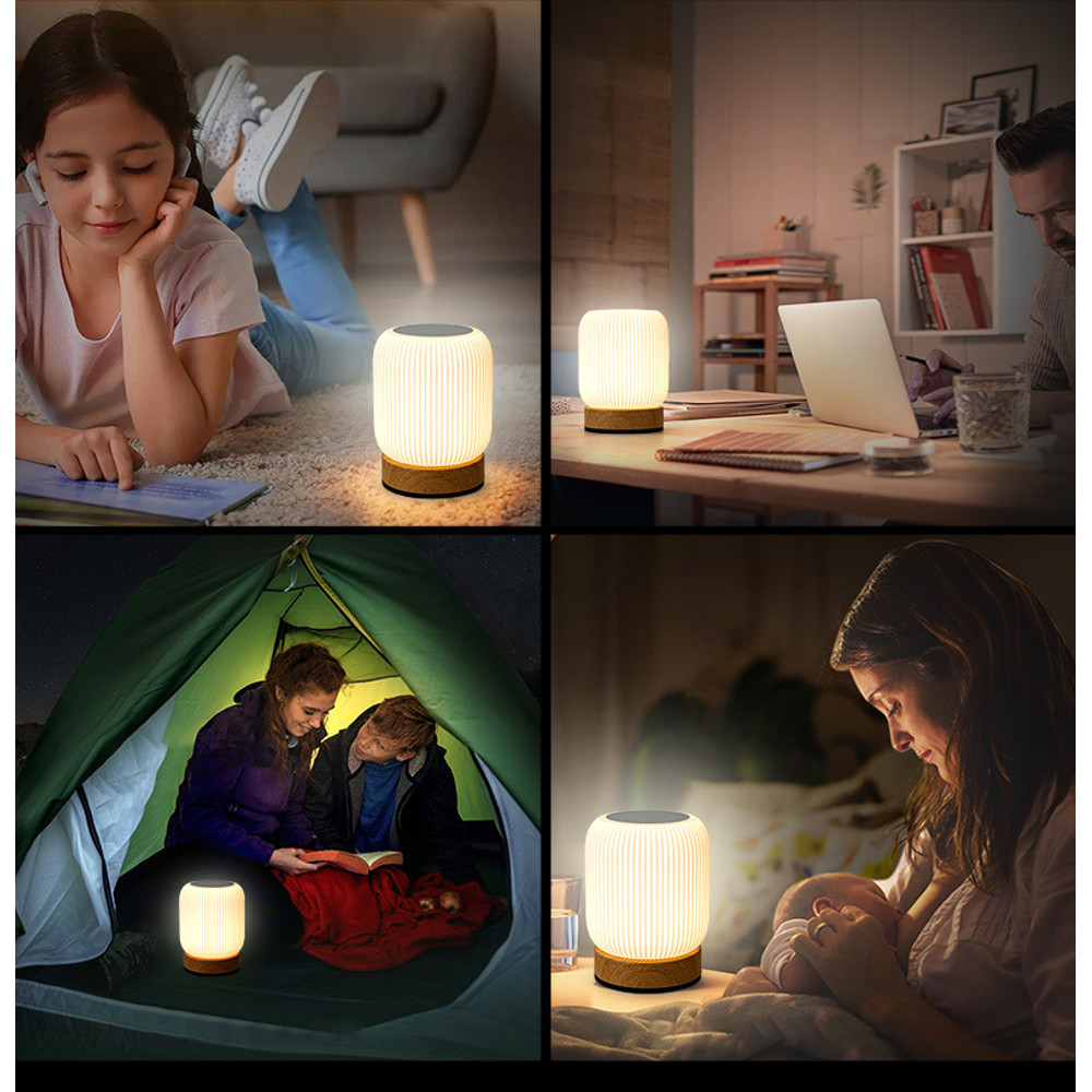 Portable, Rechargeable Table Light, Dimmable Touch Bedside Lamp for Bedroom, Living Room, with Adjustable Temperatures