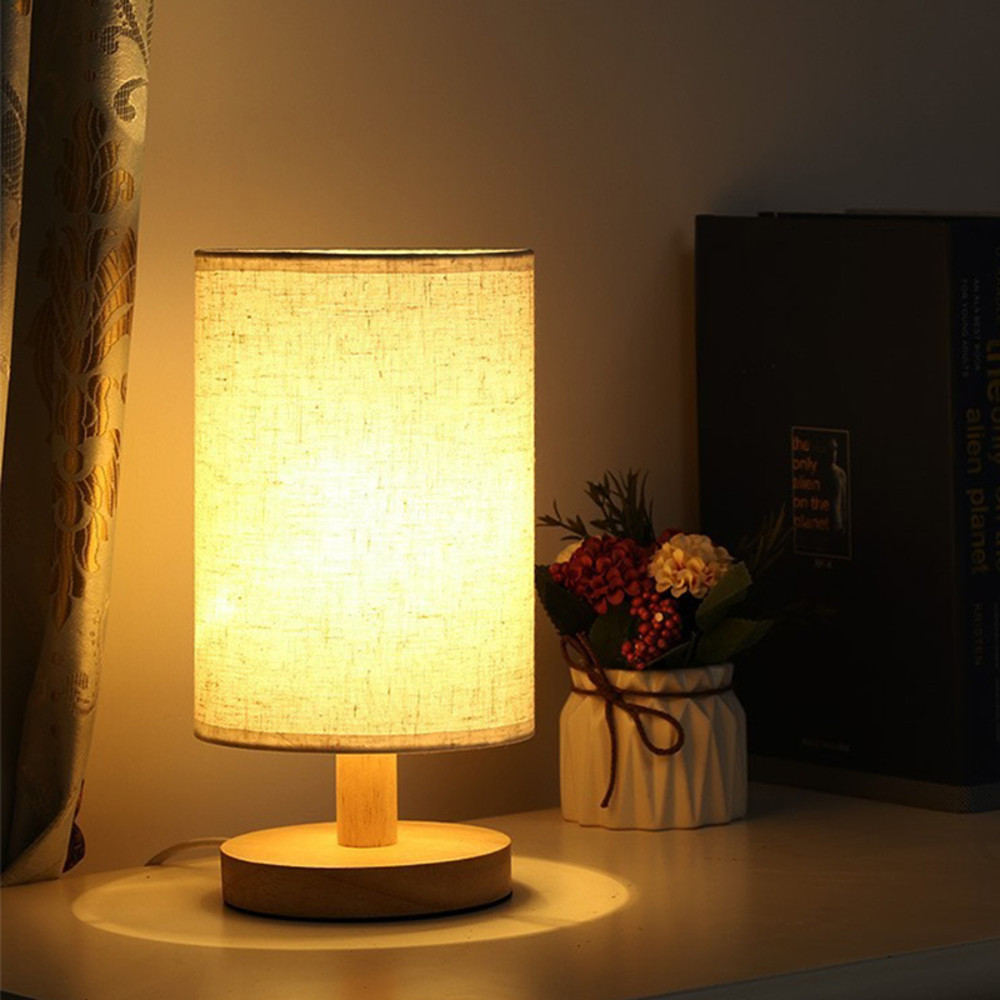 Modern LED Table Lamp, Dimmable USB Bedside Light, Simple Style Fabric Lampshade for Bedroom Decor, Night Light