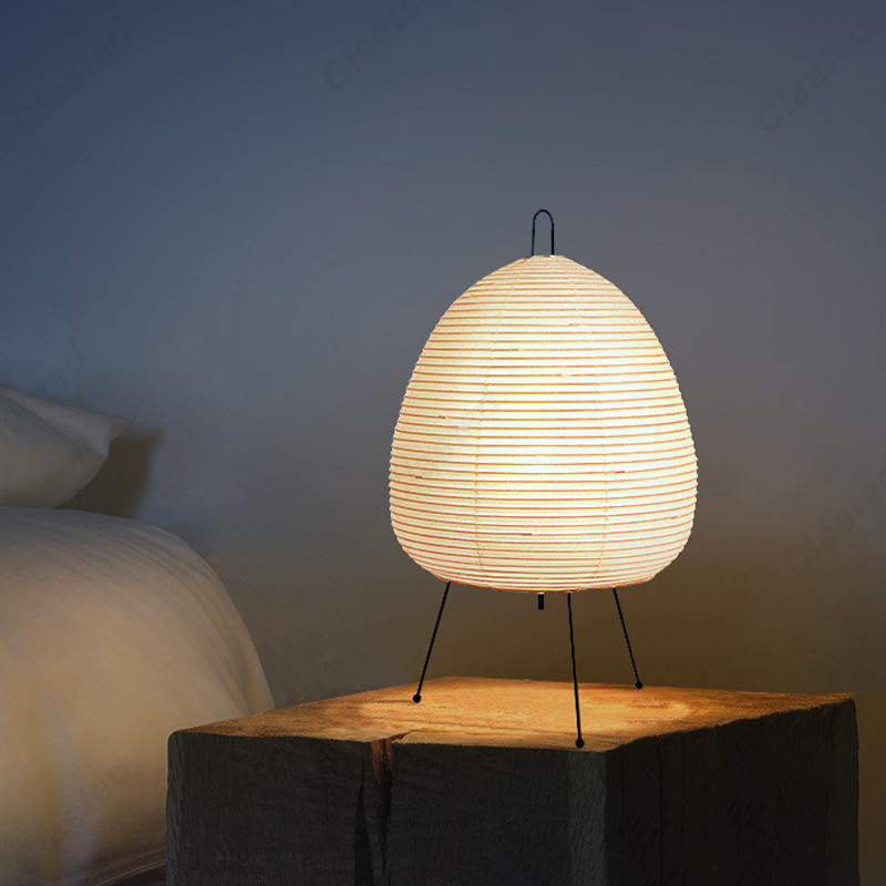 Design Paper Table Lamp, Tripod Rice Paper Style, LED Desk Lamp for Bedroom