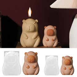 cute capybara candle making kit, animal candle mold, wax and resin craft, home decor silicone mold