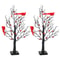 Vintage LED Christmas Tree, Red Berry Tree Light with Cardinals, Glowing Holiday Decoration
