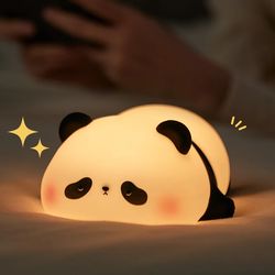 cute panda night light, touch sensor, silicone kids nightlight, christmas gift, bedside lamp, bedroom decor