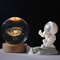 Creative Desktop Decoration, Crystal Ball with Inner Carving, Glowing Night Light, Wooden Base, Holiday Gift