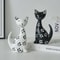 Nordic Minimalist Wooden Cat Ornament, Black and White Couple Spotted Kitten, Cute Desktop Decoration