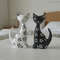 Nordic Minimalist Wooden Cat Ornament, Black and White Couple Spotted Kitten, Cute Desktop Decoration