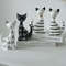 Nordic Minimalist Wooden Cat Ornament, Black and White Couple Spotted Kitten, Cute Desktop Decoration