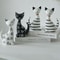 Nordic Minimalist Wooden Cat Ornament, Black and White Couple Spotted Kitten, Cute Desktop Decoration