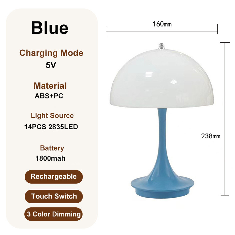 Portable Rechargeable Mushroom Table Lamp Simple Modern LED Night Light ABS Decoration 8