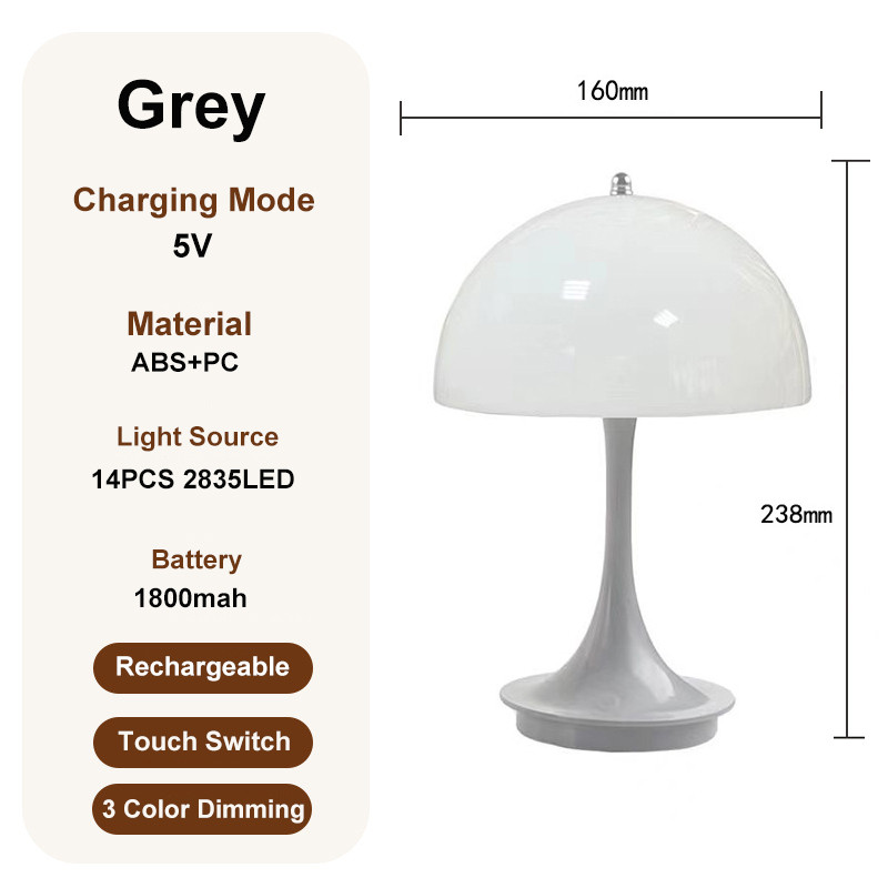 Portable Rechargeable Mushroom Table Lamp Simple Modern LED Night Light ABS Decoration 9