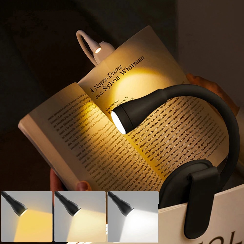 Rechargeable Mini LED Book Light Eye Protection Reading Lamp 360 Flip Adjustable Clip For Bedroom T 5