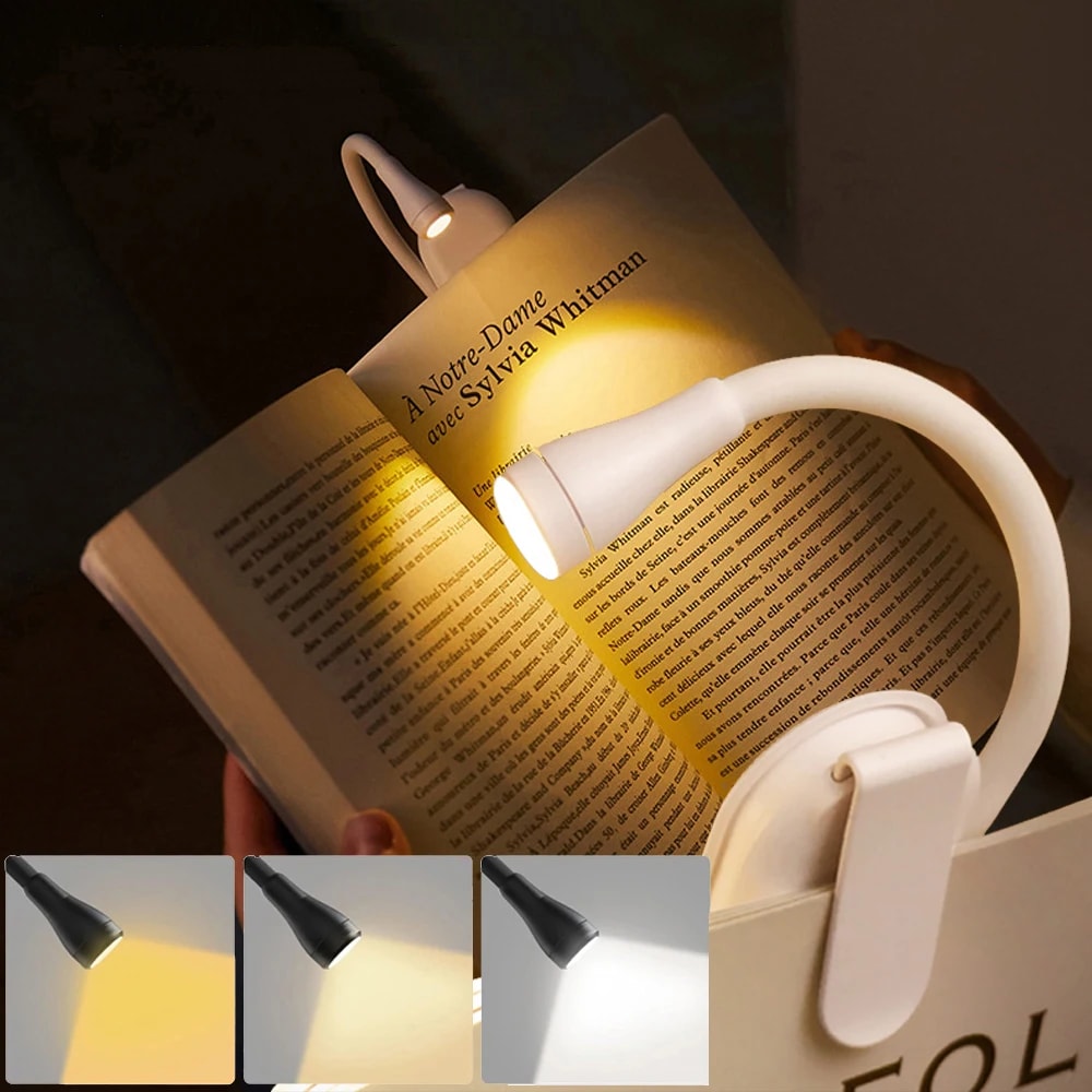 Rechargeable Mini LED Book Light Eye Protection Reading Lamp 360 Flip Adjustable Clip For Bedroom T 6
